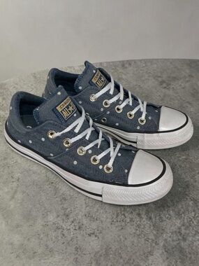 Converse All Star Madison Oxford Blue Canvas Polka Dot Sneakers Women’s Size 5